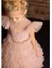 Feifei Sleeves Mauve Pink Pleated Tulle Ruffled Flower Girl Dress Feifei Sleeves Mauve Pink Pleated Tulle Ruffled Flower Girl Dress